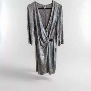 Anne Klein Dress Women’s Size 12 Silver And Gold Metallic Petra Speckle